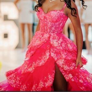 Sherri Hill Hot Pink Floral Prom Dress